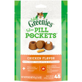 Feline Greenies Pill Pockets Chicken Flavor Cat Treats, 45 count
