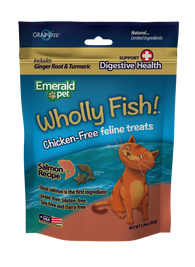 Emerald Pet Wholly Fish! Digestive Health Salmon Recipe Cat Treats, 3-oz