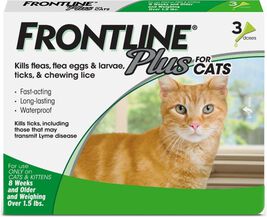 Frontline Plus Flea & Tick Spot Treatment for Cats & Kittens, 3-pack