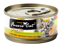 Fussie Cat Premium Tuna with Anchovies in Aspic Grain-Free Canned Cat Food, 2.8-oz
