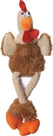 GoDog Checkers Chew Guard Rooster Dog Toy, Brown, Small