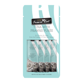 Fussie Premium Puree Cat Treat, Tuna & Prawns, 4-count