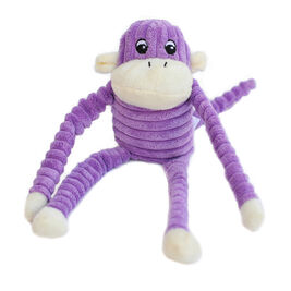 ZippyPaws Spencer the Crinkle Monkey Squeaky Plush Dog Toy, Purple