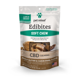 Pet Releaf Edibites Hemp Health Calming Peanut Butter & Carob Soft Chews Dog Supplement, Large Breed, 7.5-oz