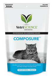 VetriScience Composure Calming Soft Chews Cat Supplement, 30-count
