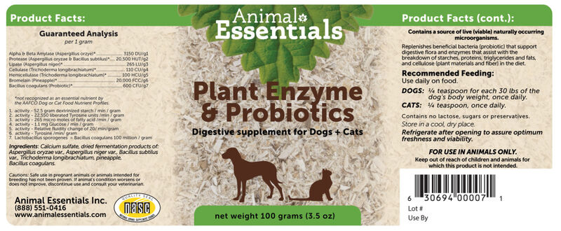 Mud Bay | Buy Animal Essentials Plant Enzyme & Probiotics Digestive Dog &  Cat Supplement,  for USD  | MudBay