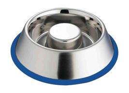 Indipets Stainless Steel with Silicon Ring Slow Feed Pet Bowl, Medium