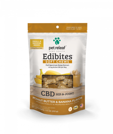 Pet Releaf Edibites Hemp Health Hip & Joint Peanut Butter & Banana Soft Chews Dog Supplement, Small & Medium Breed, 7.5-oz