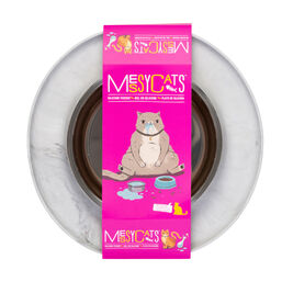 Messy Cats Single Silicone Feeder with Stainless Steel Cat Saucer, Marble, 1.75-cups