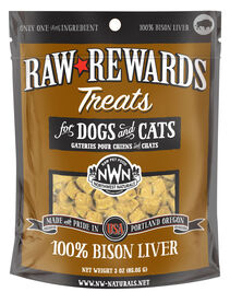 Northwest Naturals Raw Rewards Bison Liver Freeze Dried Dog & Cats Treats, 3-oz