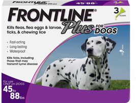 Frontline Plus Flea & Tick Spot Treatment for Dogs 45-88 lbs, 3-pack