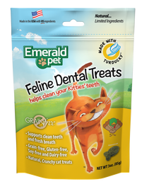 Emerald Pet Feline Dental Treats with Turducky Cat Treats, 3-oz bag
