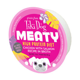 Tiki Dog Meaty Chicken with Salmon Recipe in Broth Wet Dog Food, 3-oz