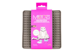 Messy Cats Silicone Reversible Interactive Feeding & Licking Cat Food Mat, Grey, 5.5-in x 5.5-in