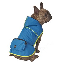 PetRageous Designs Banff Packable Dog Rain Jacket, Blue