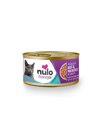 Nulo Cat Freestyle Minced Beef & Mackerel in Gravy Grain-Free Canned Cat Food, 3-oz