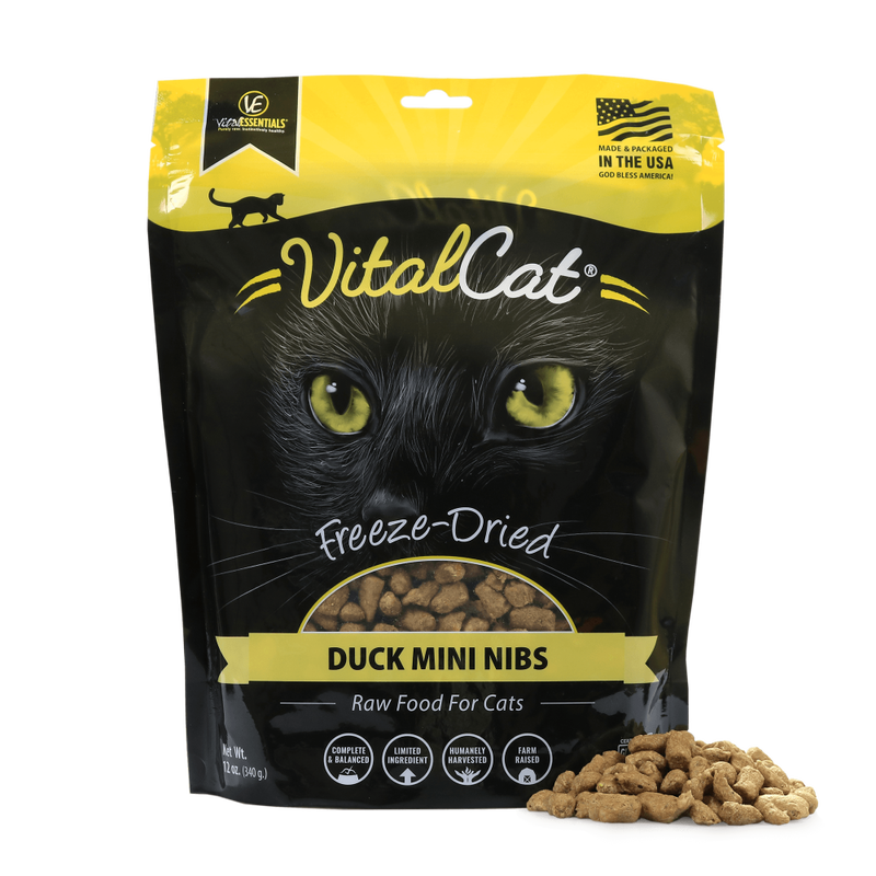 Vital Essentials Vital Cat Duck Mini Nibs Entree Freeze-Dried Cat Food, 12-oz