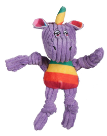 HuggleHounds Knottie Rainbow Unicorn Dog Toy, Wee