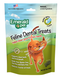 Emerald Pet Feline Dental Treats with Tuna Cat Treats, 3-oz Bag