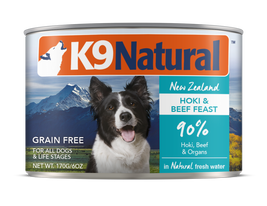 K9 Natural Hoki & Beef Feast Canned Dog Food, 6-oz